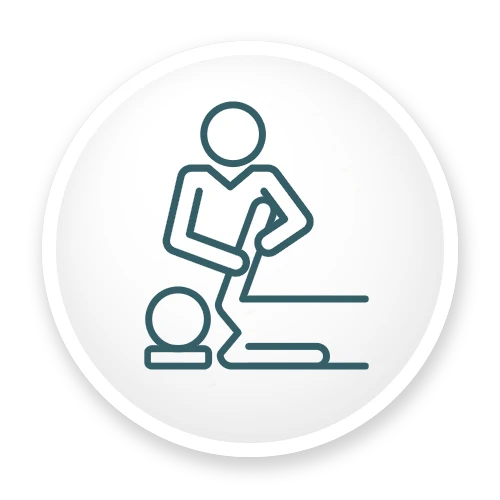 Icon of a chiropractor performing a hands-on adjustment on a patient lying on a treatment table links to arm and leg pain informational page.