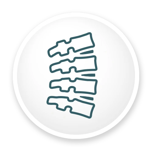 Icon of four vertebrae representing the spine and chiropractic care links to spinal decompression informational page.